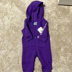 Carhartt girls long sleeve fleece zip front hooded coverall